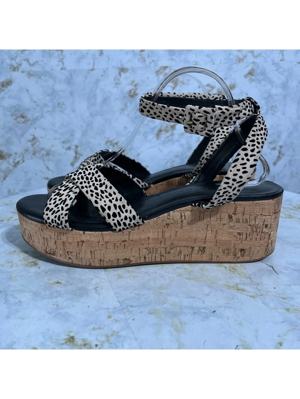 Gianni Bini Women's Size 11M Shoes Brown Black Cheetah Strappy Platform Sandals